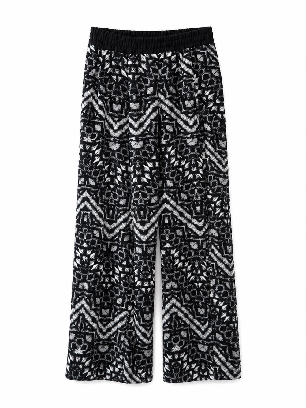 Sanctuary Black & White Geometric Wide-Leg Pants